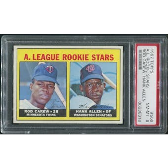 1967 Topps Baseball #569 Rod Carew Hank Allen Rookie PSA 8 (NM-MT)