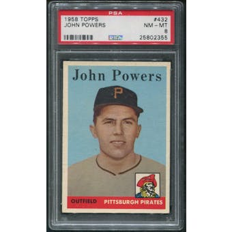 1958 Topps Baseball #432 John Powers Rookie PSA 8 (NM-MT)