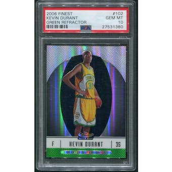 2006/07 Finest Basketball #102 Kevin Durant Rookie Green Refractor #147/199 PSA 10 (GEM MT)
