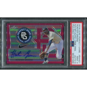 2016 Leaf Metal Perfect Game All-American #BAHG1 Hunter Greene Star Etched Pink Rookie Auto #5/7 PSA 9 (MINT)