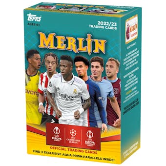 2022/23 Topps UEFA Club Competitions Merlin Chrome Soccer 8-Pack Blaster 40-Box Case