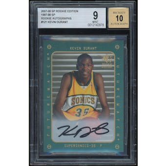 2007/08 SP Rookie Edition 97/98 SP Rookie Autographs #121 Kevin Durant BGS 9 Auto 10 *2878 (Reed Buy)
