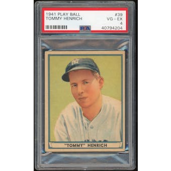 1941 Play Ball #39 Tommy Henrich PSA 4 *4204 (Reed Buy)