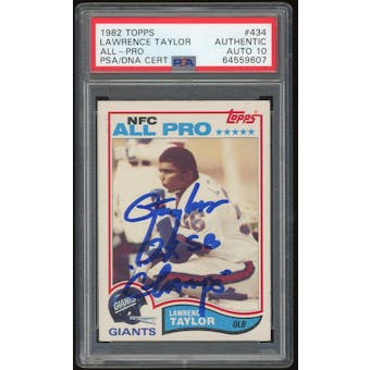 1982 Topps #434 Lawrence Taylor RC PSA AUTH Auto 10 *9607 (Reed Buy)