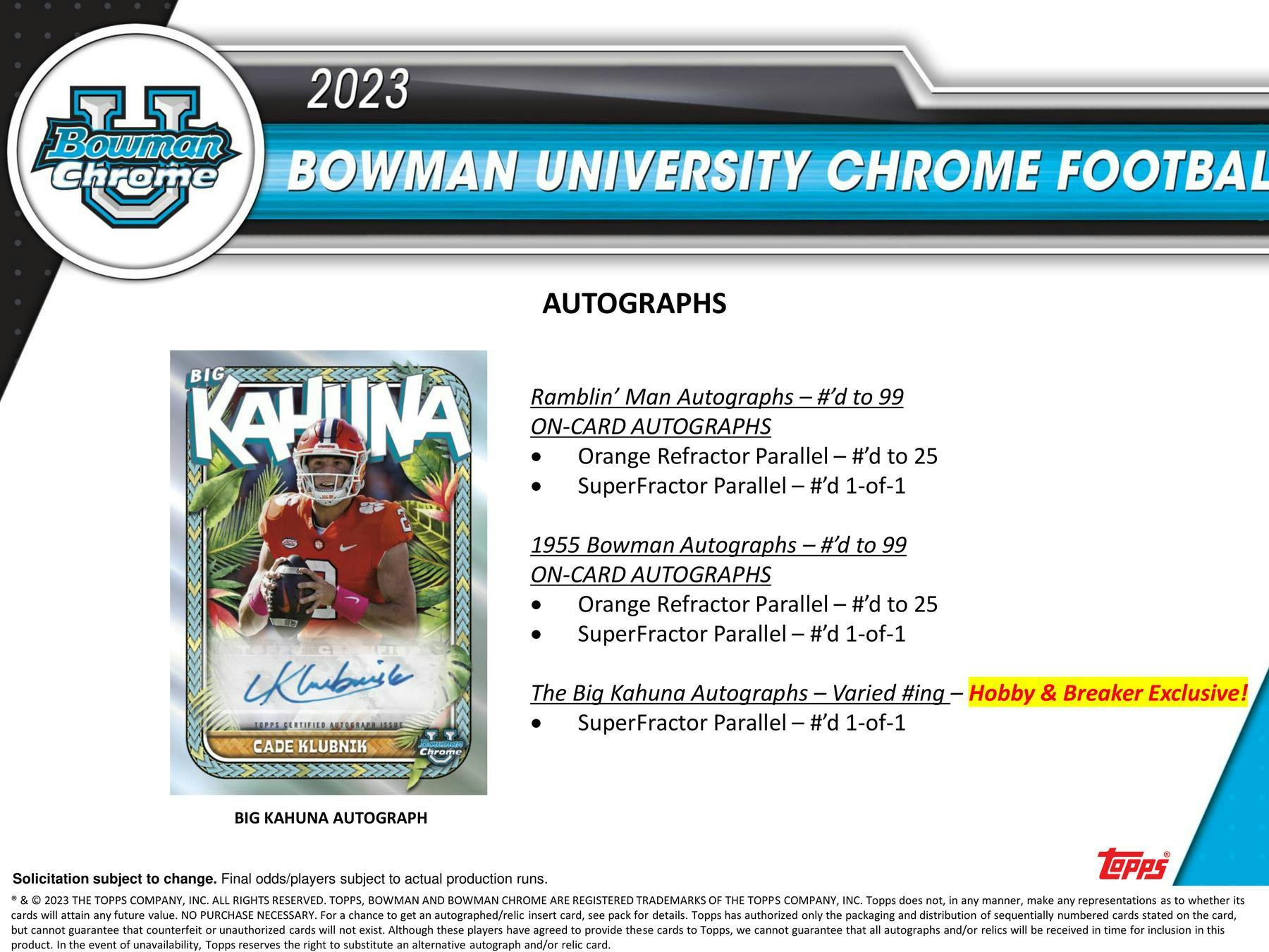 2023 Bowman University Chrome Football Breakers Delight Box