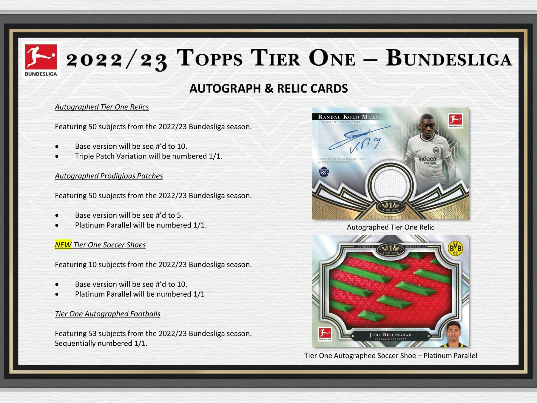 2022-23 Topps Tier One Bundesliga Checklist, Team Set Details