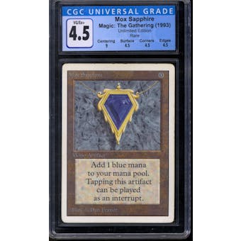 Magic the Gathering Unlimited Mox Sapphire CGC 4.5 MODERATE/HEAVY PLAY (MP/HP)