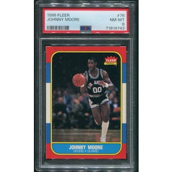 1986/87 Fleer Basketball #76 Johnny Moore PSA 8 (NM-MT)