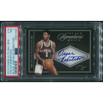 2010/11 Elite Black Box Basketball #18 Oscar Robertson Black and Blue Signatures Auto #06/25 PSA 7 (NM)