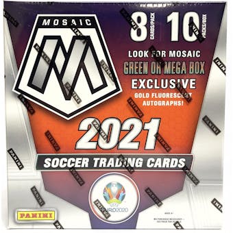 2020/21 Panini Mosaic UEFA Euro 2020 Soccer Mega Box (Gold Fluorescent Parallels)