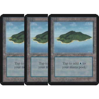 Magic the Gathering Alpha 3x LOT Island (Blue Green) HEAVILY PLAYED (HP) Basic Land
