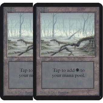 Magic the Gathering Alpha 2x LOT Swamp (Low Branch) HEAVILY PLAYED (HP) Basic Land