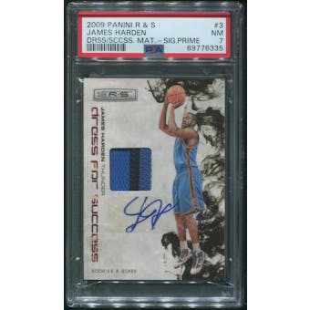 2009/10 Rookies and Stars Basketball #3 James Harden Dress for Success Rookie Patch Auto #01/10 PSA 7 (NM)