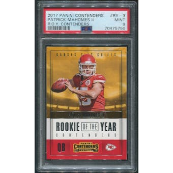 2017 Panini Contenders Football #RY3 Patrick Mahomes II Rookie of the Year Contenders PSA 9 (MINT)