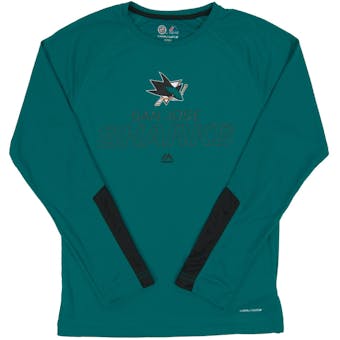 San Jose Sharks Majestic Cutting Through Teal Cool Base L/S Tee Shirt (Adult X-Large)