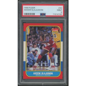 1986/87 Fleer Basketball #82 Hakeem Olajuwon Rookie PSA 9 (MINT)