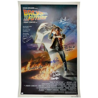 Back To The Future 27x40 Cast Signed x 7 JSA XX02978 Letter Linen Backed