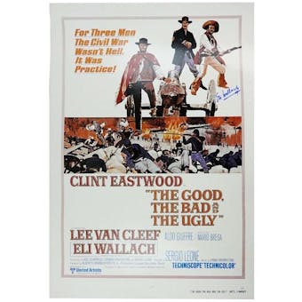 The Good Bad & Ugly 27x40 Signed By Eli Wallach Movie Poster JSA