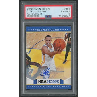 2012/13 Hoops Basketball #180 Stephen Curry SP Auto PSA 6 (EX-MT)