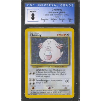 Pokemon Base Set Unlimited Chansey 3/102 CGC 8