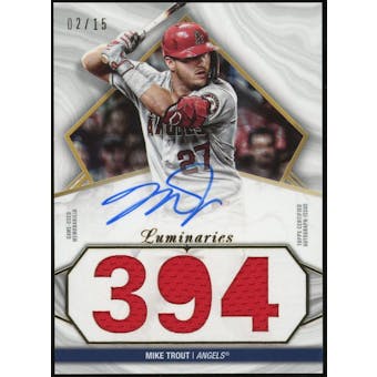 2022 Topps Luminaries Hit Kings Autograph Relics #HKARMTR Mike Trout #/15 (Reed Buy)