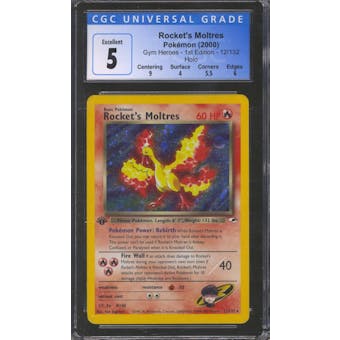 Pokemon Gym Heroes 1st Edition Team Rocket's Moltres 12/132 CGC 5