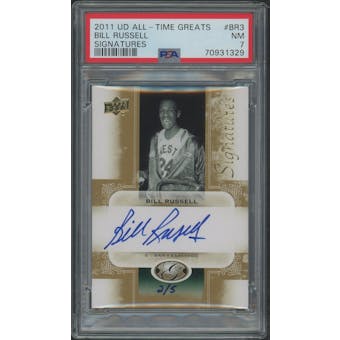 2011 Upper Deck All Time Greats Basketball #AGSBR3 Bill Russell Signatures Auto #2/5 PSA 7 (NM)