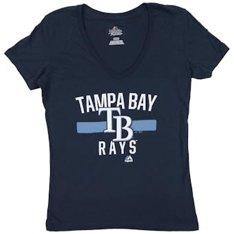 Tampa Bay Rays Majestic Navy One Game At A Time Tee Shirt (Womens Medium)