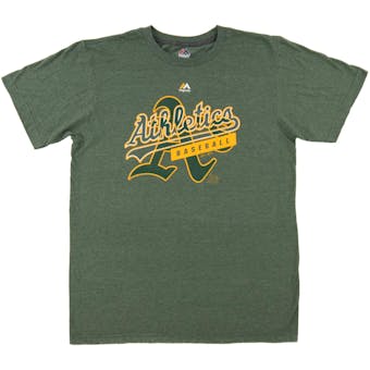 Oakland Athletics Majestic Heather Green First Dual Blend Tee Shirt (Adult Large)