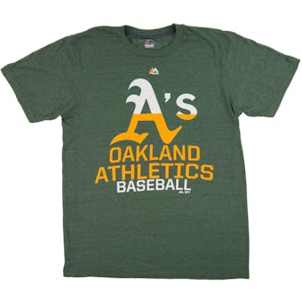 Oakland Athletics Majestic Heather Green Back On Top Tee Shirt (Adult Medium)