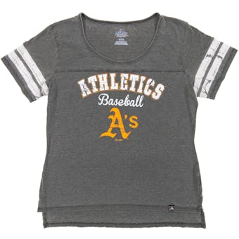 Oakland Athletics Majestic Gray Loving The Game Tee Shirt (Womens Small)
