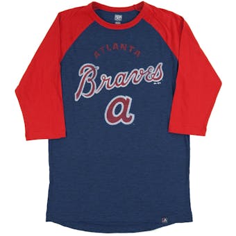 Atlanta Braves Majestic Navy Don't Judge 3/4 Sleeve Dual Blend Tee Shirt (Adult Large)