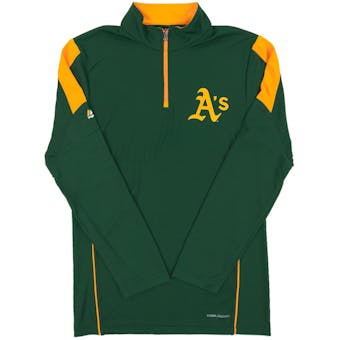 Oakland Athletics Majestic Green Status Inquiry Performance 1/4 Zip Long Sleeve (Adult Small)