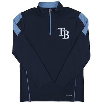 Tampa Bay Rays Majestic Navy Status Inquiry Performance 1/4 Zip Long Sleeve (Adult Small)