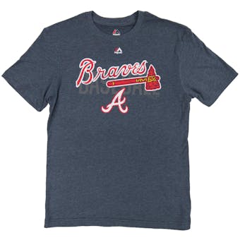 Atlanta Braves Majestic Heather Navy All In The Game Tee Shirt (Adult Large)
