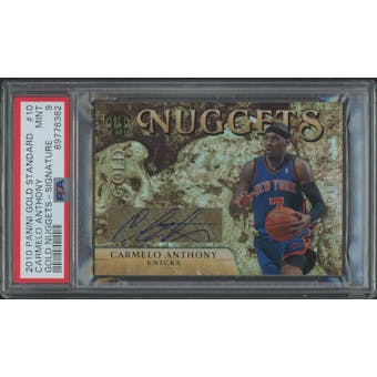 2010/11 Panini Gold Standard Basketball #10 Carmelo Anthony Gold Nuggets Signatures Auto #3/3 PSA 9 (MINT)