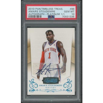 2010/11 Panini Timeless Treasures Basketball #86 Amare Stoudemire Signatures Platinum Auto #1/1 PSA 10 GEM MT