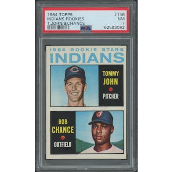 1964 Topps Baseball #146 Tommy John Bob Chance Rookie Stars PSA 7 (NM)
