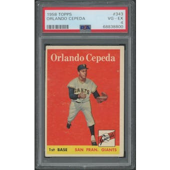 1958 Topps Baseball #343 Orlando Cepeda Rookie PSA 4 (VG-EX)