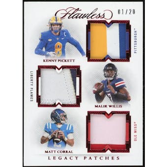 2022 Panini Flawless Collegiate Legacy Patches Ruby #LPKMM Corral/Pickett/Willis #/20 (Reed Buy)