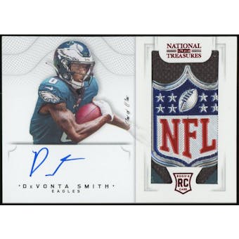 2021 National Treasures Crossover Rookie Patch Autographs NFL Shield #CRSDS DeVonta Smith 1/1 (Reed Buy)