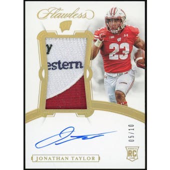 2020 Panini Flawless Collegiate Rookie Patch Autographs Gold #116 Jonathan Taylor #/10 (Reed Buy)