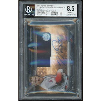 2015 Topps Strata Clearly Authentic Auto Relics Black #CAARMTT Mike Trout #/50 BGS 8.5 Auto 8 *0105 (Reed Buy)