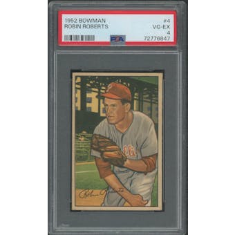 1952 Bowman Baseball #4 Robin Roberts PSA 4 (VG-EX)