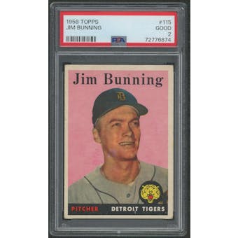 1958 Topps Baseball #115 Jim Bunning PSA 2 (GOOD)