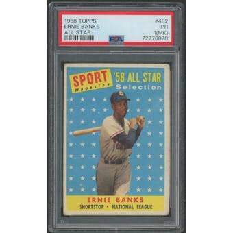 1958 Topps Baseball #482 Ernie Banks All Star PSA 1 (PR) (MK)