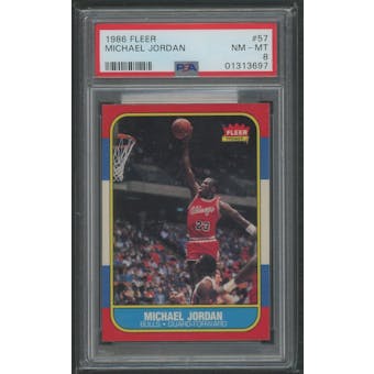 1986/87 Fleer Basketball #57 Michael Jordan Rookie PSA 8 (NM-MT)