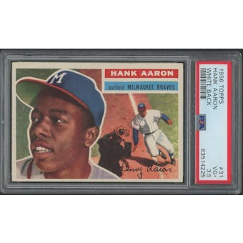 1956 Topps Baseball #31 Hank Aaron White Back PSA 3.5 (VG+)