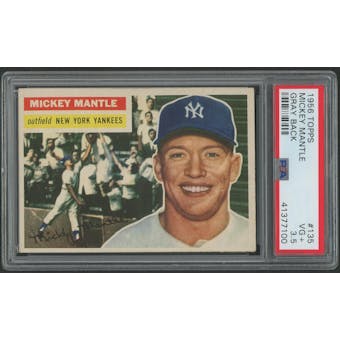 1956 Topps Baseball #135 Mickey Mantle Gray Back PSA 3.5 (VG+)