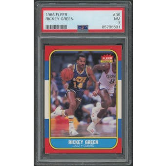 1986/87 Fleer Basketball #39 Rickey Green PSA 7 (NM)